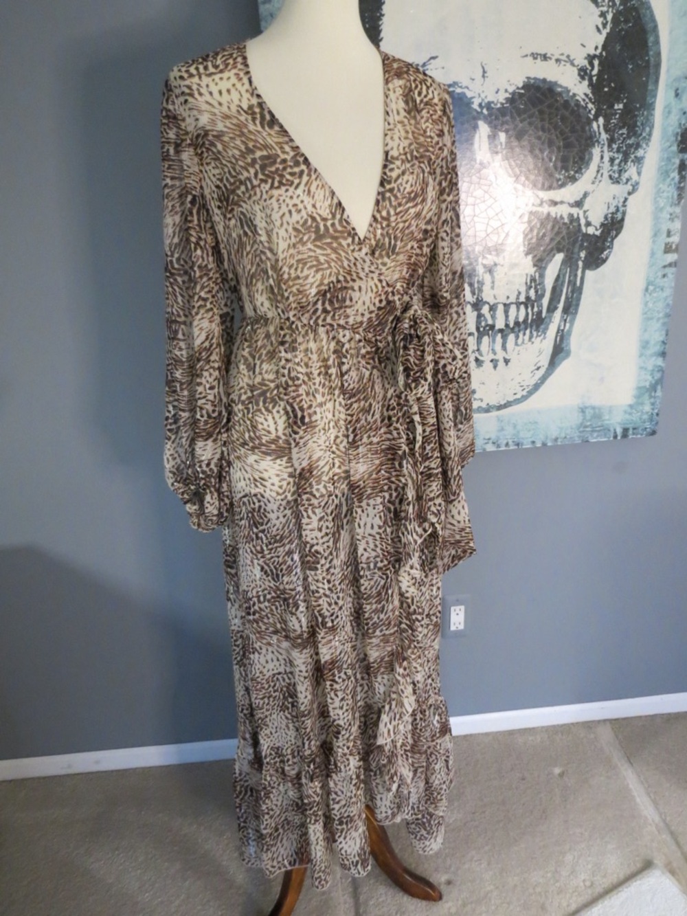Express Sheer Boho Wrap Maxi Dress